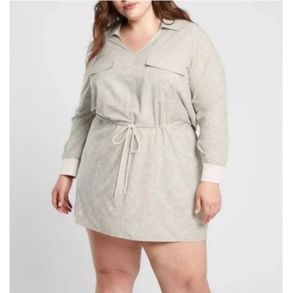 Athleta Zuma Printed Shirtdress Dress Viper Grey 3X Plus Size